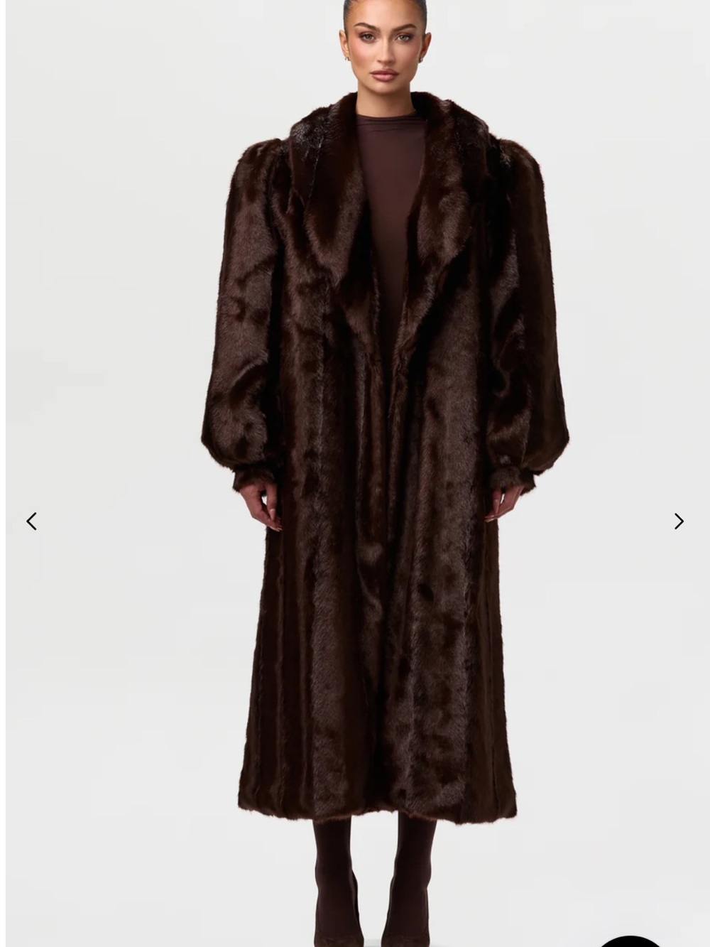 Naked Wardrobe Faux Mink Long Coat Chocolate Brown Oversized NWOT Sz L - Picture 6 of 6
